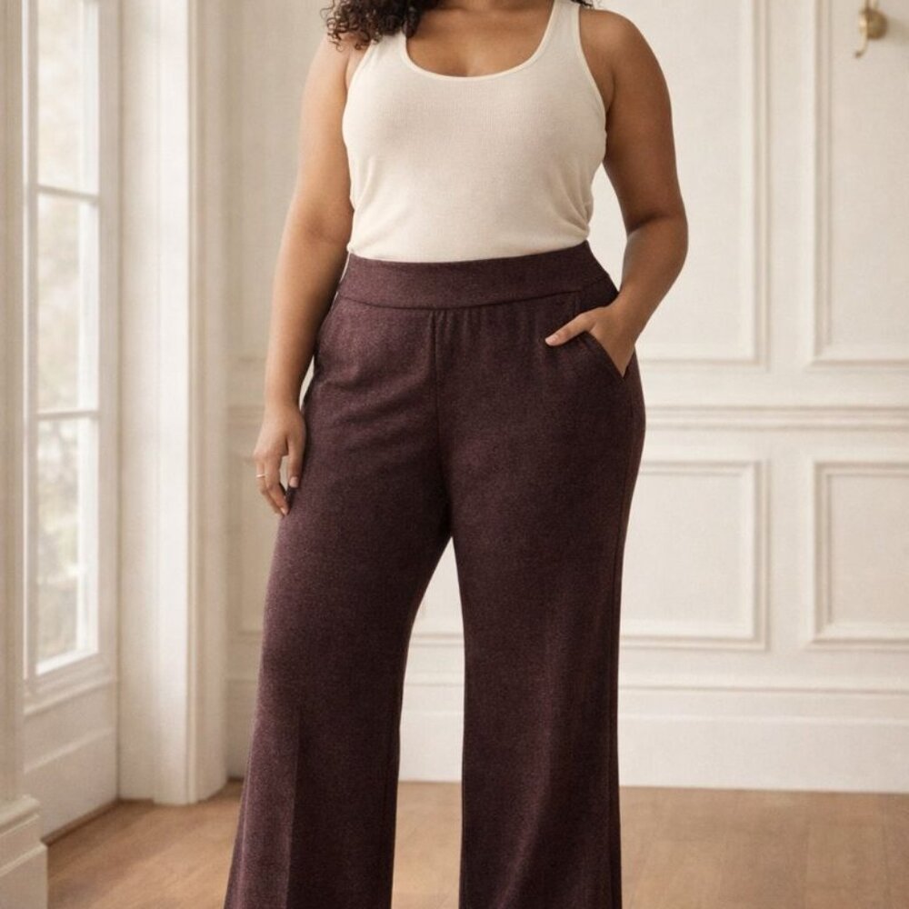 Lee XL Maroon Heathered Ponte Knit Pull On Pants